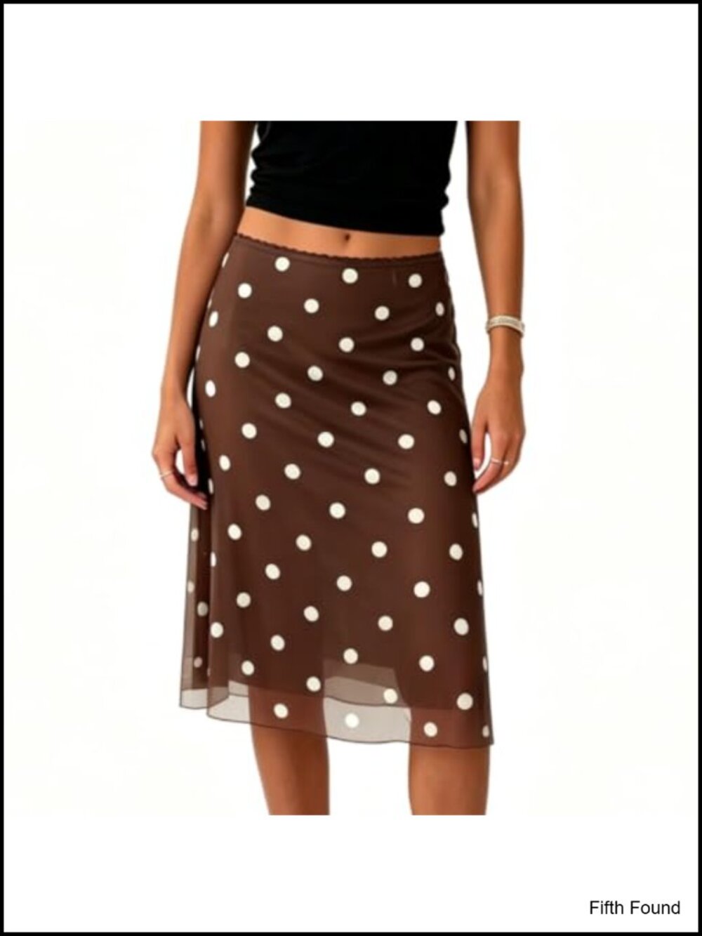 Sheer Mesh Polka Dot A-Line Midi Skirt High Waisted Lace